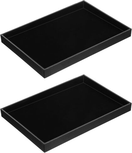 2 Pack Black Velvet Stackable Jewelry Tray Showcase Display Stackable Necklace Bracelet Ring Showcase Display Empty Plate in Saudi Arabia