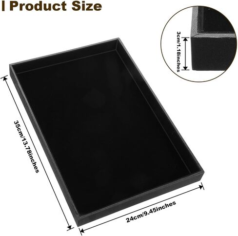 2 Pack Black Velvet Stackable Jewelry Tray Showcase Display Stackable Necklace Bracelet Ring Showcase Display Empty Plate in Saudi Arabia