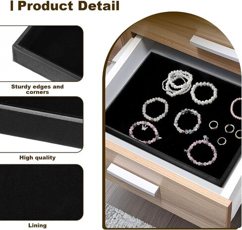 2 Pack Black Velvet Stackable Jewelry Tray Showcase Display Stackable Necklace Bracelet Ring Showcase Display Empty Plate in Saudi Arabia