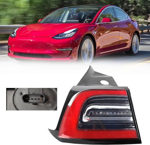 Dasbecan 3Pin Passenger Side Rear Tail Light Compatible With 2017-2023 Tesla Model 3 Outer Right Side Brake LED Tail Lamp Replaces# 1077398-00-G 1077398 (Red Signal) in Saudi Arabia