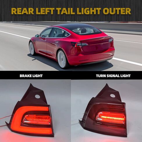 Dasbecan 3Pin Passenger Side Rear Tail Light Compatible With 2017-2023 Tesla Model 3 Outer Right Side Brake LED Tail Lamp Replaces# 1077398-00-G 1077398 (Red Signal) in Saudi Arabia