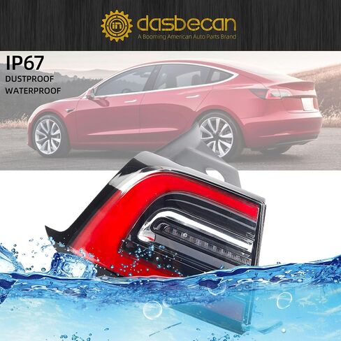 Dasbecan 3Pin Passenger Side Rear Tail Light Compatible With 2017-2023 Tesla Model 3 Outer Right Side Brake LED Tail Lamp Replaces# 1077398-00-G 1077398 (Red Signal) in Saudi Arabia