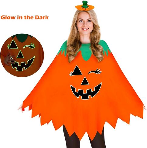 Halloween Costumes Women with Pumpkin Headband,Glow in the Dark Pumpkin Costume Women Adult in Saudi Arabia