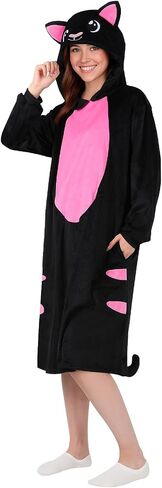 Animal Costume Hoodie Dress for Women - Plush, Loose & Relaxed Fit Costume with Hood & Tail for Halloween & Party in Kuwait