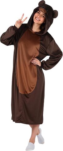 Animal Costume Hoodie Dress for Women - Plush, Loose & Relaxed Fit Costume with Hood & Tail for Halloween & Party in Kuwait