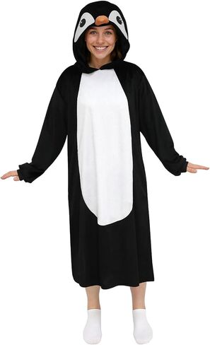 Animal Costume Hoodie Dress for Women - Plush, Loose & Relaxed Fit Costume with Hood & Tail for Halloween & Party in Kuwait