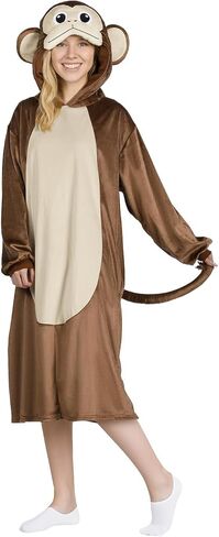 فستان بقلنسوة على شكل حيوان للنساء - زي قطيفة وفضفاض ومريح مع غطاء رأس وذيل للهالوين والحفلات in Kuwait