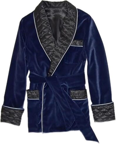Blue Robe Men, Blue Velvet Quilted Smoking Jackets,Dinner Christmas Party Wear Velvet Jacket Smoking in Saudi Arabia