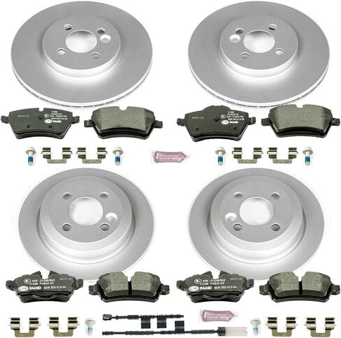طقم فرامل إيقاف يورو أمامي وخلفي ESK6742 من Power Stop و1 أسلاك مستشعر أمامية و1 خلفية لميني كوبر 2012-2015 [نموذج محدد] in Kuwait