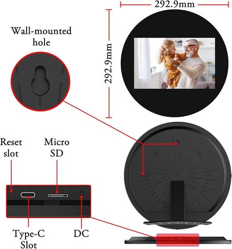 إطار صور رقمي، 15.6 بوصة 32 جيجابايت كبير إطار صور رقمي واي فاي إلكتروني، شاشة لمس 1920 * 1080 IPS FHD، عرض شرائح، تدوير تلقائي، مثبت على الحائط، سهل تحميل الصور ومقاطع الفيديو من تطبيق الهاتف in Kuwait