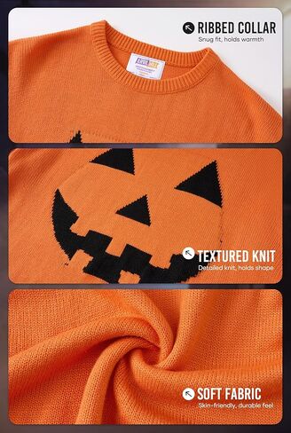 Arvilhill Men’s Halloween Sweater Scary Pumpkin Retro Skeleton Crewneck Knit Pullover Knitwear (S-2XL) in Saudi Arabia