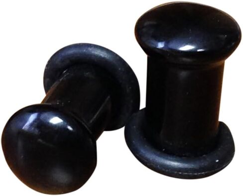 PAIR of Stunning Single Flare Black Onyx Stone Plugs with O-Rings - Gauges - Organic - Body Jewelry in Saudi Arabia
