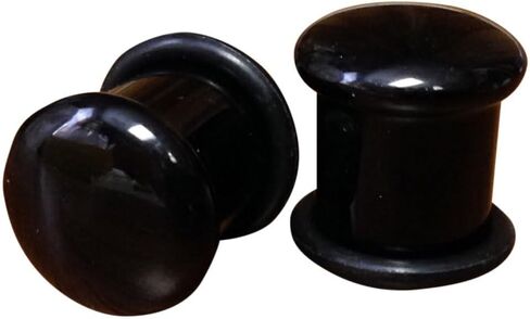 PAIR of Stunning Single Flare Black Onyx Stone Plugs with O-Rings - Gauges - Organic - Body Jewelry in Saudi Arabia