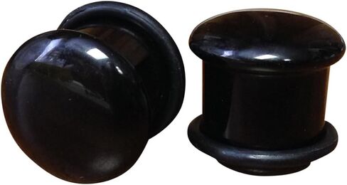 PAIR of Stunning Single Flare Black Onyx Stone Plugs with O-Rings - Gauges - Organic - Body Jewelry in Saudi Arabia