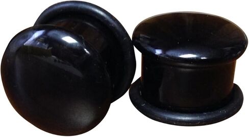 PAIR of Stunning Single Flare Black Onyx Stone Plugs with O-Rings - Gauges - Organic - Body Jewelry in Saudi Arabia
