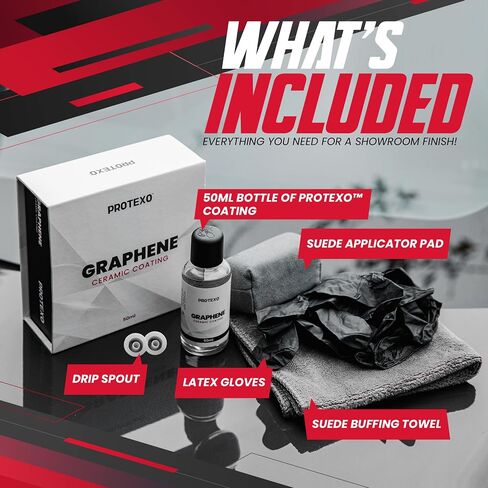 Graphene Ceramic Coating for Cars 50ML | Complete Ceramic Car Coating Kit [PRO] | Invisible & Hydrophobic Nano Auto Coating for Car Paint, Plastic Trim, Wheels, Windshield Glass, & Headlights in Saudi Arabia