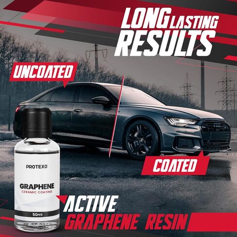 Graphene Ceramic Coating for Cars 50ML | Complete Ceramic Car Coating Kit [PRO] | Invisible & Hydrophobic Nano Auto Coating for Car Paint, Plastic Trim, Wheels, Windshield Glass, & Headlights in Saudi Arabia