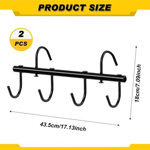 Dunzy 2 Pcs Black Tack Rack with Swivel Hooks, Hanging Bridle Hooks Portable Tack Hangers for Horses, Horse Tack Room Organizer Horse Tack Holder for Stall Room Trailer Accessories (5 Hooks Style) in Saudi Arabia