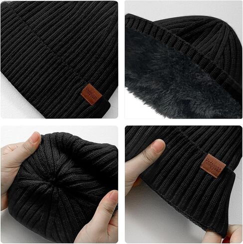 3PCS Winter Beanie Hat Scarf Touchscreen Gloves Set for Men & Women, Knitted Fleece Lined Hats Gloves Long Scarf in Saudi Arabia