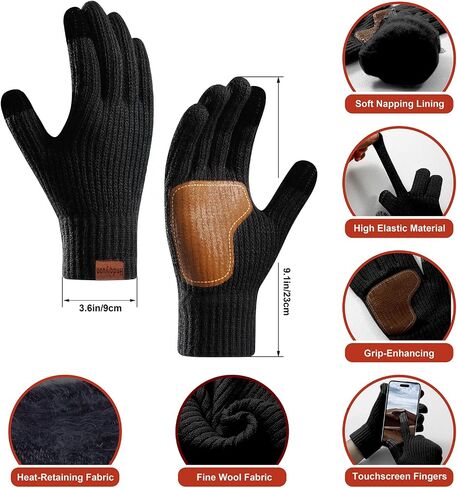 3PCS Winter Beanie Hat Scarf Touchscreen Gloves Set for Men & Women, Knitted Fleece Lined Hats Gloves Long Scarf in Saudi Arabia