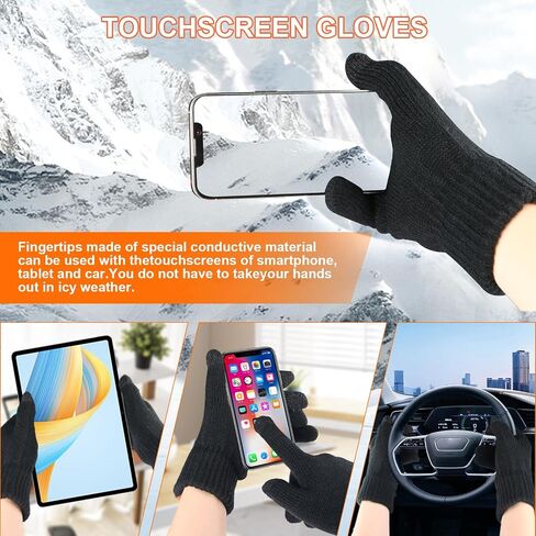 3PCS Winter Beanie Hat Scarf Touchscreen Gloves Set for Men & Women, Knitted Fleece Lined Hats Gloves Long Scarf in Saudi Arabia