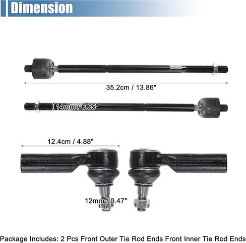 X AUTOHAUX 4pcs Front Inner Outer Tie Rod Ends Kit Suspension Steering Tie Rod End for Ford Escape 2009-2012 for Mazda Tribute 2010-2011 Drag Link No.ES800846/EV800911 in Saudi Arabia
