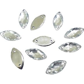 Perlin Rhinestone Gems for Sewing 2 Holes Buttons Marquise 100 Pcs Crystal Clear Glitter Stones 15 x 7 mm Acrylic Flat Back Faceted Set Sewing Buttons for Garment Crafts Clothing and Bag Decoration in Saudi Arabia