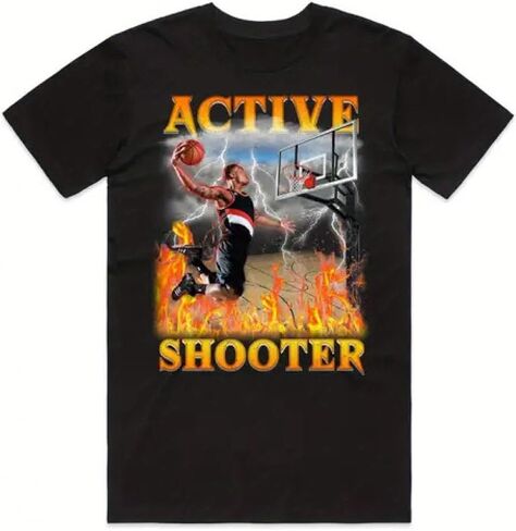 Active Shooter T-Shirt Top Funny Meme Basketball Dunk Sports Gift Neutral, Stylish in Saudi Arabia