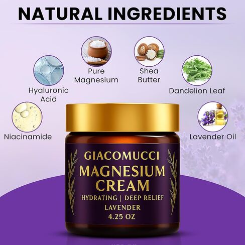 Magnesium Cream for Nighttime Relief - Magnesium Chloride Body Balm - Fast Absorbing Leg, Arm & Chest Lotion - Sleep Support & Wellness Recovery -Safe for Kid - Lavender in Saudi Arabia