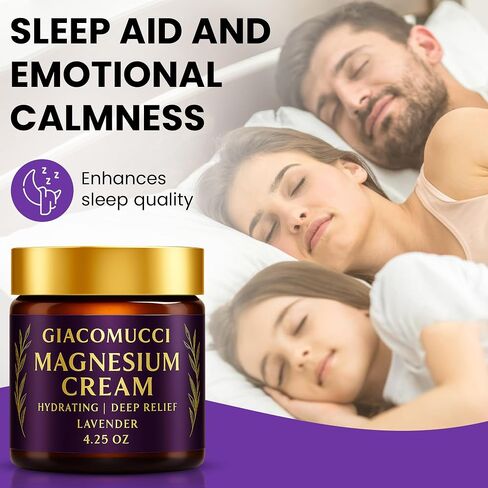 Magnesium Cream for Nighttime Relief - Magnesium Chloride Body Balm - Fast Absorbing Leg, Arm & Chest Lotion - Sleep Support & Wellness Recovery -Safe for Kid - Lavender in Saudi Arabia