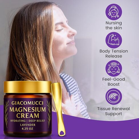 Magnesium Cream for Nighttime Relief - Magnesium Chloride Body Balm - Fast Absorbing Leg, Arm & Chest Lotion - Sleep Support & Wellness Recovery -Safe for Kid - Lavender in Saudi Arabia