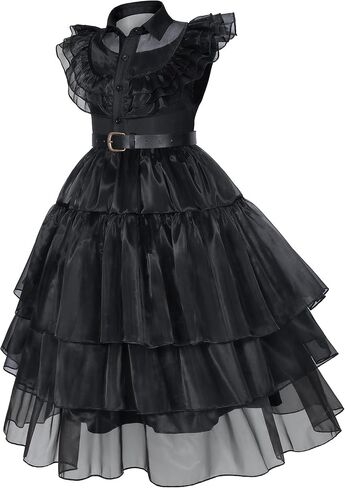 Black costume girls dress for Kids Black Family Costume for Girls Halloween Cosplay Includes Wig (Ages 3-13) in Saudi Arabia