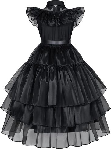 Black costume girls dress for Kids Black Family Costume for Girls Halloween Cosplay Includes Wig (Ages 3-13) in Saudi Arabia