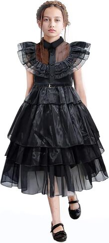 Black costume girls dress for Kids Black Family Costume for Girls Halloween Cosplay Includes Wig (Ages 3-13) in Saudi Arabia