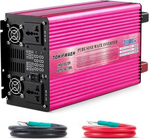 Pure Sine Wave Power Inverters 3000W 12V DC to AC 110V Converter Peak Power 6000W Car Inverter with LED Display, One AC Outlets, One USB Port,Four Smart Fans, Suitable for RV, Camping,Etc. in Saudi Arabia