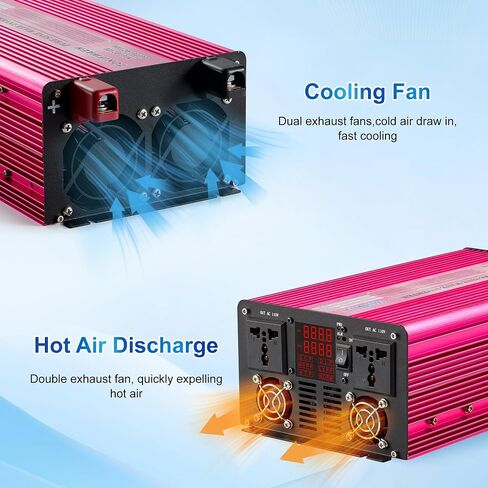 Pure Sine Wave Power Inverters 3000W 12V DC to AC 110V Converter Peak Power 6000W Car Inverter with LED Display, One AC Outlets, One USB Port,Four Smart Fans, Suitable for RV, Camping,Etc. in Saudi Arabia
