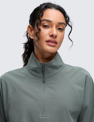 CRZ YOGA Womens Half Zip Lightweight Athletic Jackets Pullover Long Sleeve Workout Casual Outdoor Tops with Pockets in Saudi Arabia