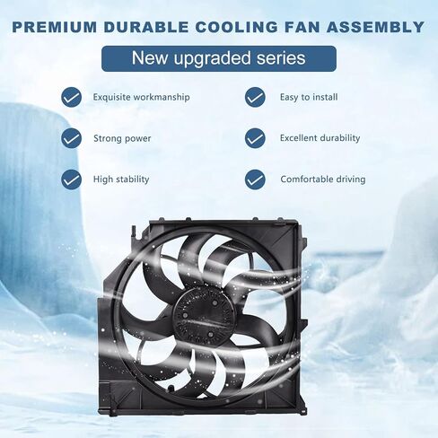 TOPAZ Radiator Cooling Fan Assembly Fit for BMW E83 X3 2004-2010 Replace 17113442089 17113415181 600W in Saudi Arabia