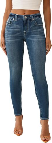 True Religion Women's Money Emb Jennie Mr Skinny Jeans – Skinny Fit with Big T Flap & Embroidery in Saudi Arabia