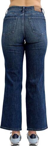 Judy Blue Petite Dark Wash Mid Rise Straight Tummy Control, Inseam 29" in Saudi Arabia