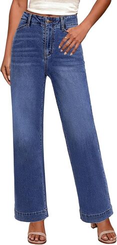 GRAPENT Wide Leg Jeans Woman High Waisted Trendy Stretchy Denim Pants Classic Trouser Jeans with Slash Pockets in Saudi Arabia