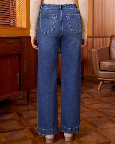 GRAPENT Wide Leg Jeans Woman High Waisted Trendy Stretchy Denim Pants Classic Trouser Jeans with Slash Pockets in Saudi Arabia