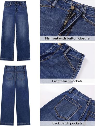 GRAPENT Wide Leg Jeans Woman High Waisted Trendy Stretchy Denim Pants Classic Trouser Jeans with Slash Pockets in Saudi Arabia