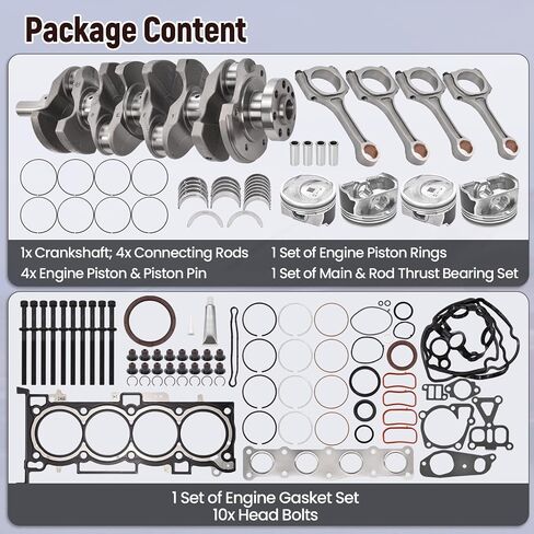 G4KJ 2.4L Engine Rebuild Overhaul Kit w/Crankshaft Piston Set Compatible with Hyundai Sonata Tucson Santa Fe 2011-2019, for Kia Optima Sorento Sportage 2011-2020 23111-2G200 23510-2G500 in Saudi Arabia