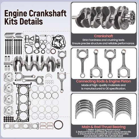 G4KJ 2.4L Engine Rebuild Overhaul Kit w/Crankshaft Piston Set Compatible with Hyundai Sonata Tucson Santa Fe 2011-2019, for Kia Optima Sorento Sportage 2011-2020 23111-2G200 23510-2G500 in Saudi Arabia