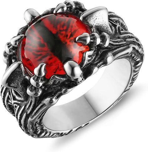 HZMAN Devil's Eye Ring for Men Biker Stainless Steel Gothic Punk Demon Claw Evil Eye Ring Halloween Jewelry Gift in Saudi Arabia
