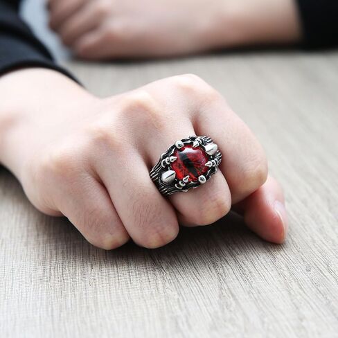 HZMAN Devil's Eye Ring for Men Biker Stainless Steel Gothic Punk Demon Claw Evil Eye Ring Halloween Jewelry Gift in Saudi Arabia