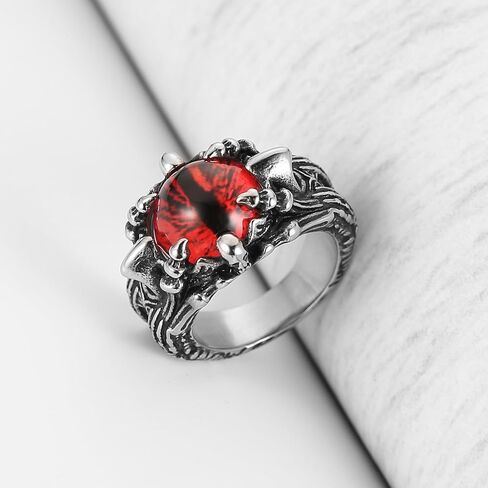 HZMAN Devil's Eye Ring for Men Biker Stainless Steel Gothic Punk Demon Claw Evil Eye Ring Halloween Jewelry Gift in Saudi Arabia