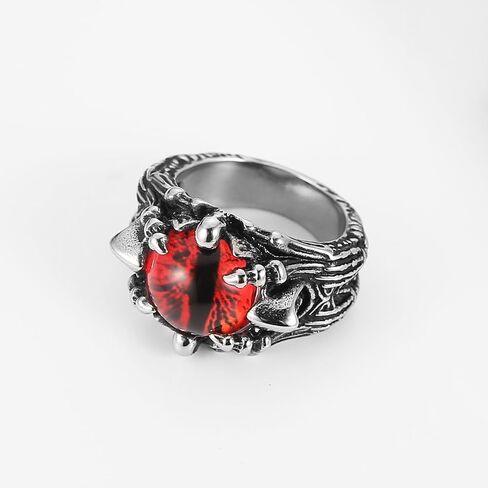 HZMAN Devil's Eye Ring for Men Biker Stainless Steel Gothic Punk Demon Claw Evil Eye Ring Halloween Jewelry Gift in Saudi Arabia