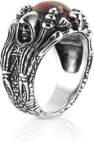 HZMAN Devil's Eye Ring for Men Biker Stainless Steel Gothic Punk Demon Claw Evil Eye Ring Halloween Jewelry Gift in Saudi Arabia
